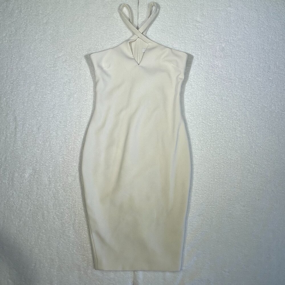 Likely White Halter Keyhole Bodycon Sheath Mini Dress Bridal Rehearsal Event 6